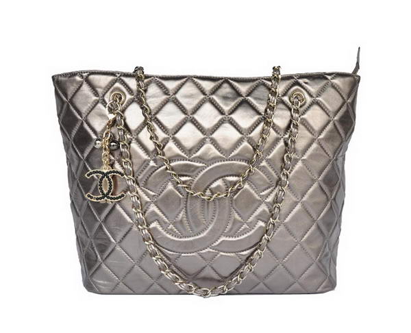 Replica 2012 Chanel Larege Lambskin Leather Tote Bag 2053 Silver On Sale